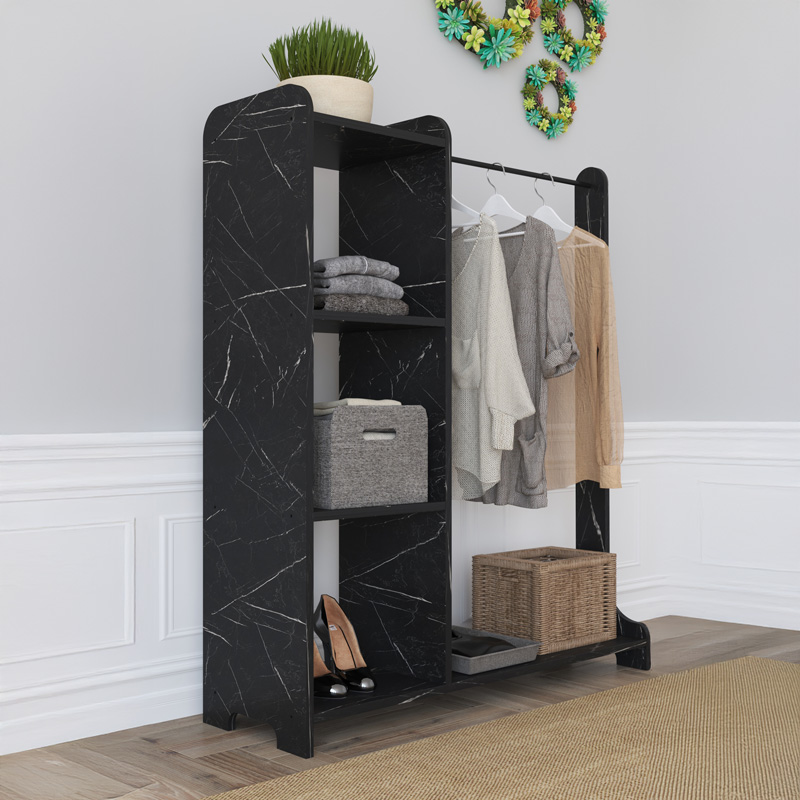 Έπιπλο εισόδου Renesme pakoworld σε μαύρο με όψη μαρμάρου 106x45x128εκ-120-000608 Έπιπλο εισόδου Renesme pakoworld σε μαύρο με όψη μαρμάρου 106x45x128εκ-120-000608