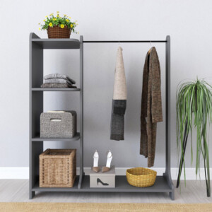 Έπιπλο εισόδου Renesme pakoworld σε ανθρακί απόχρωση 106x45x128εκ-120-000609