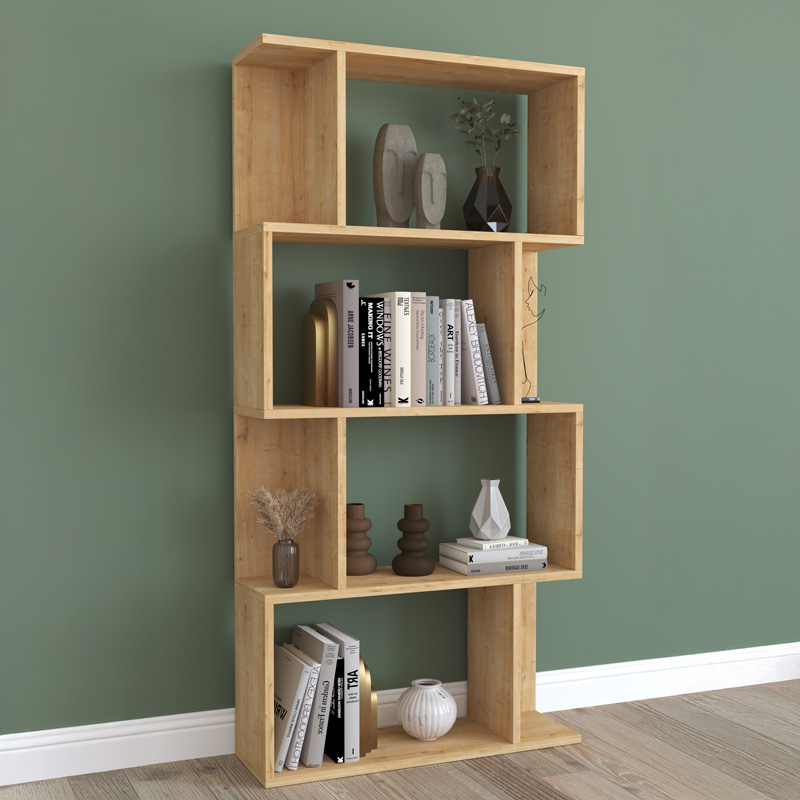 Βιβλιοθήκη Kadu pakoworld σε oak απόχρωση 72x22x147εκ-120-000610 Βιβλιοθήκη Kadu pakoworld σε oak απόχρωση 72x22x147εκ-120-000610