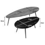 Τραπέζια σαλονιού Monty pakoworld 2 τεμ σε φυσικη-μαύρου μαρμάρου απόχρωση-120-000623