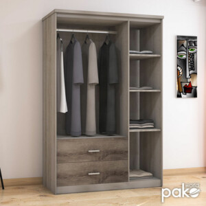 Ντουλάπα ρούχων τρίφυλλη OLYMPUS pakoworld χρώμα castillo-toro 120x57x183εκ-123-000022