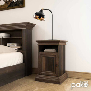 Κομοδίνο Mozart pakoworld χρώμα καρυδί 40x40x61εκ-123-000123