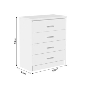 Συρταριέρα OLYMPUS pakoworld με 4 συρτάρια σε λευκή απόχρωση 80x40x95εκ-123-000209