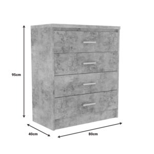 Φοιτητικό πακέτο επίπλων υπνοδωματίου OLYMPUS B pakoworld σετ 4τεμ σε antique ανθρακί απόχρωση-123-000223