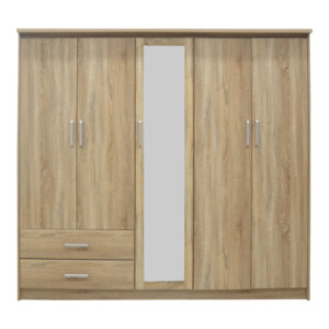 Ντουλάπα ρούχων πεντάφυλλη OLYMPUS pakoworld σε sonoma απόχρωση 198x57x183εκ-123-000232