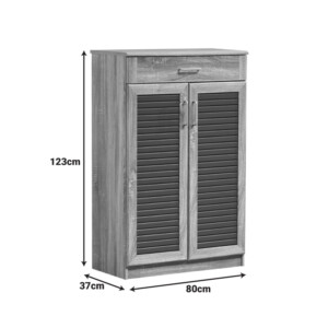 Παπουτσοθήκη-ντουλάπι Sante pakoworld 20 ζεύγων σε sonoma-ανθρακί απόχρωση 80x37x123εκ-123-000252