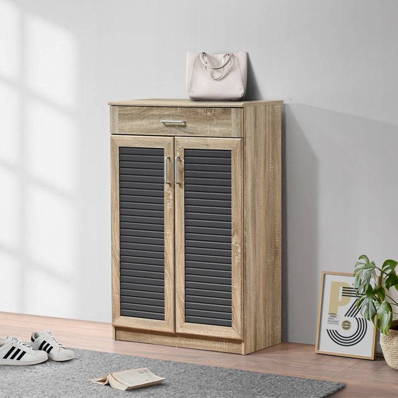 Παπουτσοθήκη-ντουλάπι Sante pakoworld 20 ζεύγων σε sonoma-ανθρακί απόχρωση 80x37x123εκ-123-000252