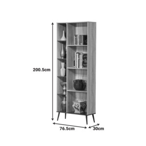 Βιβλιοθήκη Zezan pakoworld σε sonoma-ανθρακί απόχρωση 76.5x30x200.5εκ-123-000257