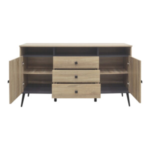 Μπουφές Zezan pakoworld σε sonoma-ανθρακί απόχρωση 140.5x41.5x80εκ-123-000259