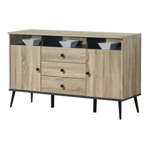 Μπουφές Zezan pakoworld σε sonoma-ανθρακί απόχρωση 140.5x41.5x80εκ-123-000259