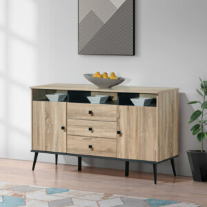 Μπουφές Zezan pakoworld σε sonoma-ανθρακί απόχρωση 140.5x41.5x80εκ-123-000259