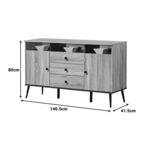 Μπουφές Zezan pakoworld σε sonoma-ανθρακί απόχρωση 140.5x41.5x80εκ-123-000259