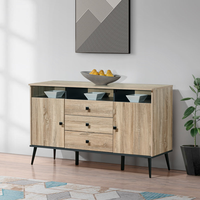 Μπουφές Zezan pakoworld σε sonoma-ανθρακί απόχρωση 140.5x41.5x80εκ-123-000259 Μπουφές Zezan pakoworld σε sonoma-ανθρακί απόχρωση 140.5x41.5x80εκ-123-000259