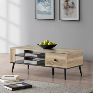 Τραπέζι σαλονιού Zezan pakoworld σε sonoma-ανθρακί απόχρωση 120x51x44.5εκ-123-000261