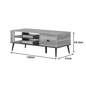 Τραπέζι σαλονιού Zezan pakoworld σε sonoma-ανθρακί απόχρωση 120x51x44.5εκ-123-000261