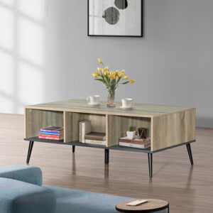 Τραπέζι σαλονιού Zezan pakoworld σε sonoma-ανθρακί απόχρωση 121x60x44.5εκ-123-000262