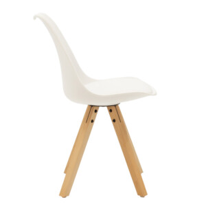 Καρέκλα Caron pakoworld PP λευκό-φυσικό πόδι-127-000012