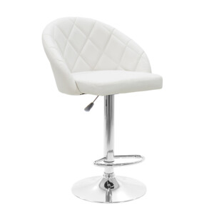 Σκαμπό μπαρ Balina pakoworld πτυσσόμενο λευκό pu-μέταλλο χρωμίου 52x53x109εκ-127-000147