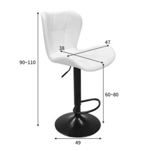 Σκαμπό μπαρ Coozy pakoworld πτυσσόμενο μεταλλικό μαύρο ματ με pu σε λευκή απόχρωση 46x47x90-112εκ-127-000187