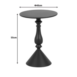 Βοηθητικό τραπέζι Lalou pakoworld μέταλλο σε μαύρη απόχρωση Φ40x55εκ-128-000055