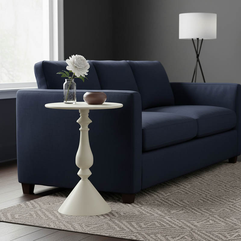 Βοηθητικό τραπέζι Lalou pakoworld μέταλλο σε κρέμα απόχρωση Φ40x55εκ-128-000057