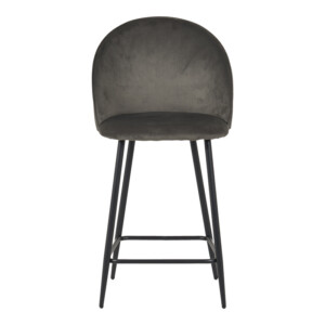Σκαμπό μπαρ μεσαίου ύψους Perch pakoworld βελούδο σε ανθρακί απόχρωση με μαύρα μεταλλικά πόδια 50x43x99εκ-128-000071