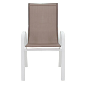 Πολυθρόνα Calan pakoworld μέταλλο λευκό-textilene καφέ 55x75x90εκ-130-000010