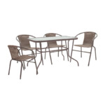 Τραπεζαρία Valor-Obbi σετ 5τεμ pakoworld pe καφέ-μέταλλο 110x60x70εκ-130-000044