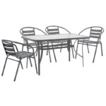 Τραπεζαρία Ensure-Tade pakoworld σετ 5τεμ μέταλλο-γυαλί σε ανθρακί απόχρωση 140x80x70εκ-130-000050