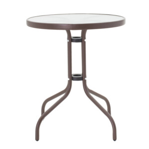 Tραπεζαρία Obbi-Watson pakoworld σετ 3τεμ καφέ μέταλλο-pe Φ60x70εκ-130-000086