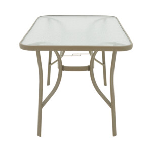 Τραπέζι Ensure pakoworld μέταλλο σαμπανιζέ-γυαλί 140x80x70εκ-130-000097