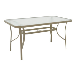 Τραπέζι Ensure pakoworld μέταλλο σαμπανιζέ-γυαλί 140x80x70εκ-130-000097