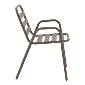 Πολυθρόνα Sussie pakoworld στοιβαζόμενη καφέ μέταλλο με φέτες αλουμινίου 45x62x76εκ-130-000099