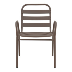 Πολυθρόνα Sussie pakoworld στοιβαζόμενη καφέ μέταλλο με φέτες αλουμινίου 45x62x76εκ-130-000099