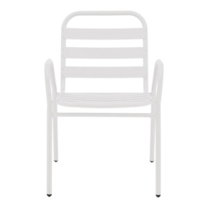 Πολυθρόνα Sussie pakoworld στοιβαζόμενη λευκό μέταλλο με φέτες αλουμινίου 45x62x76εκ-130-000100