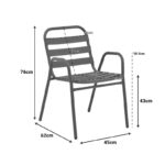 Πολυθρόνα Sussie pakoworld στοιβαζόμενη ανθρακί μέταλλο με φέτες αλουμινίου 45x62x76εκ-130-000101