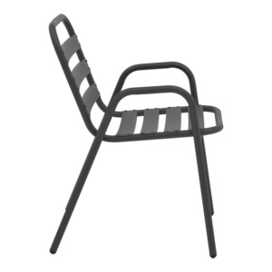 Πολυθρόνα Sussie pakoworld στοιβαζόμενη ανθρακί μέταλλο με φέτες αλουμινίου 45x62x76εκ-130-000101