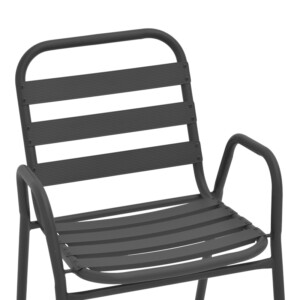 Πολυθρόνα Sussie pakoworld στοιβαζόμενη ανθρακί μέταλλο με φέτες αλουμινίου 45x62x76εκ-130-000101