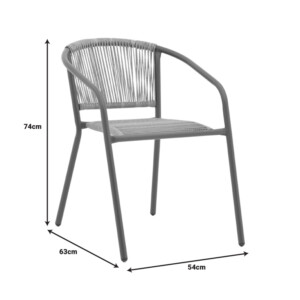 Πολυθρόνα Lindaria pakoworld στοιβαζόμενη μέταλλο-pe rattan σε ανθρακί απόχρωση 54x63x74εκ-130-000114