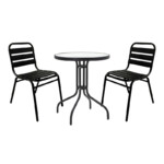 Τραπεζαρία Sussie- Watson pakoworld σετ 3τεμ μέταλλο μαύρο-γυαλί Φ60x70εκ-130-000117