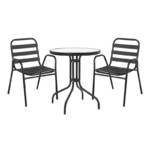 Τραπεζαρία Watson-Sussie pakoworld σετ 3τεμ μέταλλο μαύρο-γυαλί Φ60x70εκ-130-000118