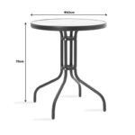 Τραπεζαρία Watson-Sussie pakoworld σετ 3τεμ μέταλλο μαύρο-γυαλί Φ60x70εκ-130-000118