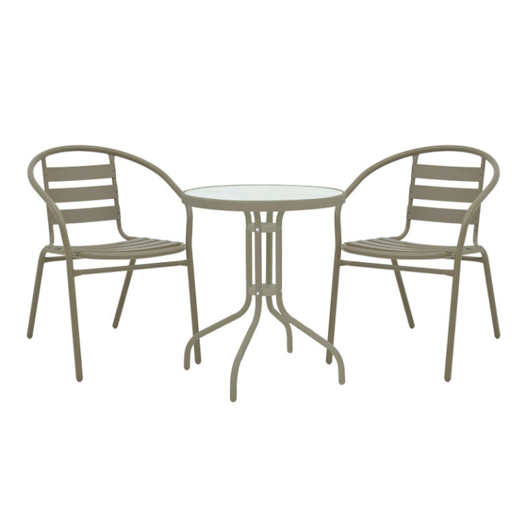 Τραπεζαρία Watson-Tade pakoworld σετ 3τεμ μέταλλο σαμπανιζέ-γυαλί Φ60x70εκ-130-000119