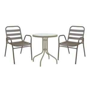 Τραπεζαρία Watson-Sussie pakoworld σετ 3τεμ μέταλλο σαμπανιζέ-γυαλί Φ60x70εκ-130-000120