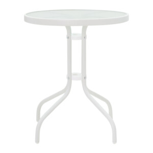 Τραπεζαρία Watson-Sussie pakoworld σετ 3τεμ μέταλλο λευκό-γυαλί Φ60x70εκ-130-000123