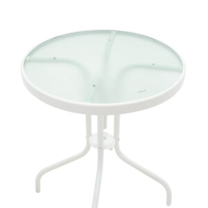 Τραπεζαρία Watson-Sussie pakoworld σετ 3τεμ μέταλλο λευκό-γυαλί Φ60x70εκ-130-000123