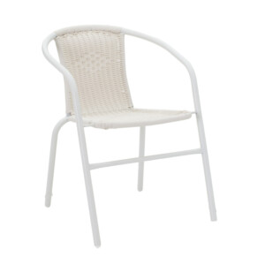 Τραπεζαρία Watson-Obbi pakoworld σετ 3τεμ μέταλλο λευκό- γυαλί 70x70x70εκ-130-000125