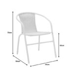 Τραπεζαρία Watson-Obbi pakoworld σετ 3τεμ μέταλλο λευκό- γυαλί 70x70x70εκ-130-000125