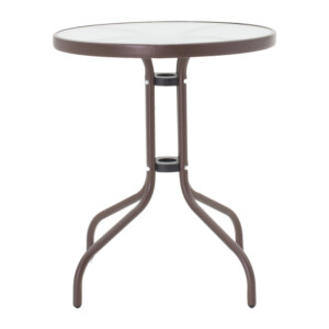 Τραπεζαρία Watson-Sussie pakoworld σετ 3τεμ μέταλλο καφέ-γυαλί Φ60x70εκ-130-000127