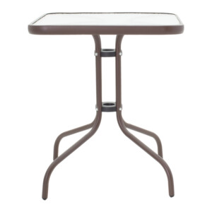 Τραπεζαρία Watson-Sussie pakoworld σετ 3τεμ μέταλλο καφέ-γυαλί 60x60x70εκ-130-000129